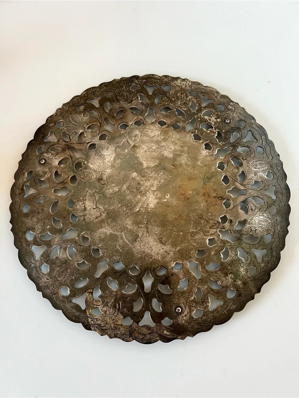 Vintage Italian Silverplate Pierced Trivet